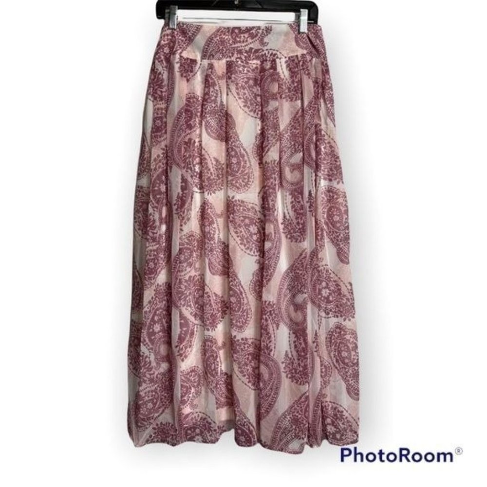 DENNIS BASSO Pink Paisley Maxi Skirt - 14P Petite